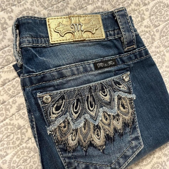 Miss Me Feathers of Paradise Bootcut Jeans Sz25 - Picture 3 of 8